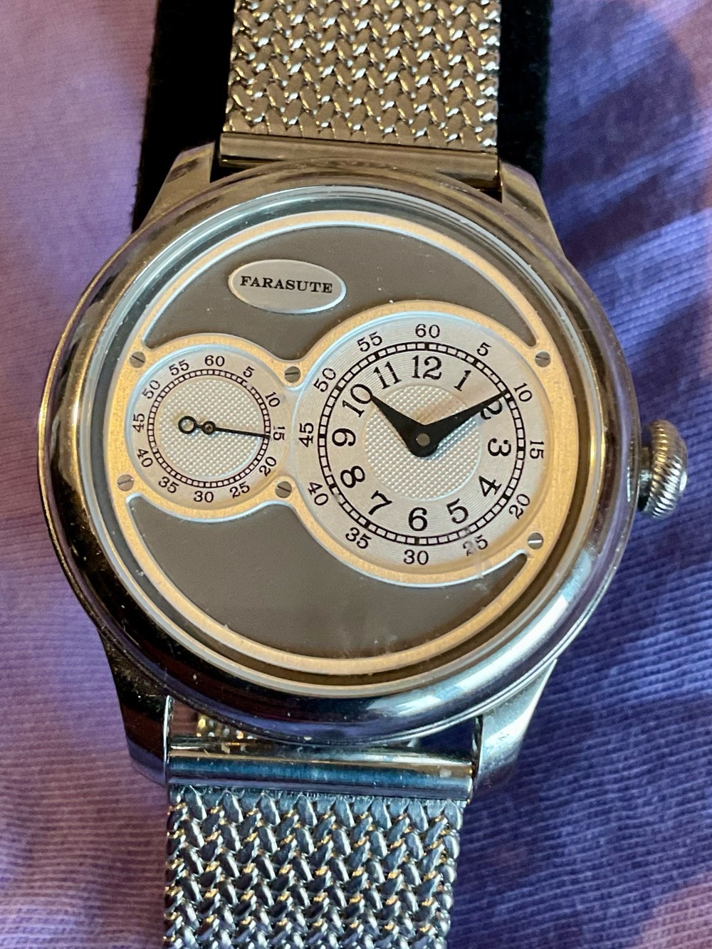 Automatic Dual Dial Farasute S/S Mesh Bracelet Style Of F.P. Journe Full Set